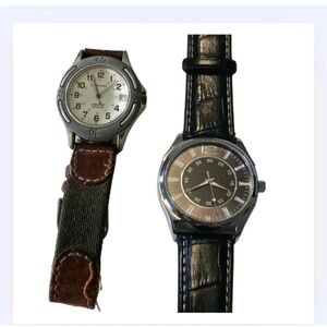 Sergio Valente + Silver Tone Quartz Watch LOT (2 Watches) For Parts Or Repair